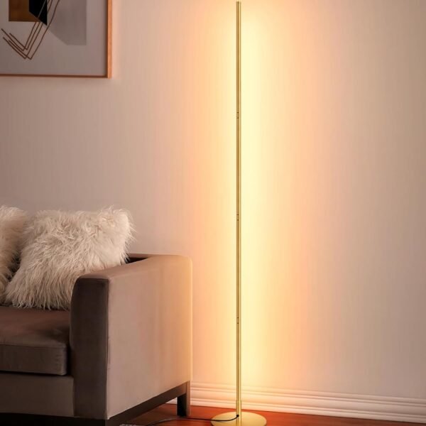 LED Floor Lamp, 146cm Minimalist Dimmable Standing Lamp with Foot Switch, Stepless Dimming, Tall Corner Lamp for Living Room, Bedroom, Office, 3000K, Gold Visit the EDISHINE Store - Image 19