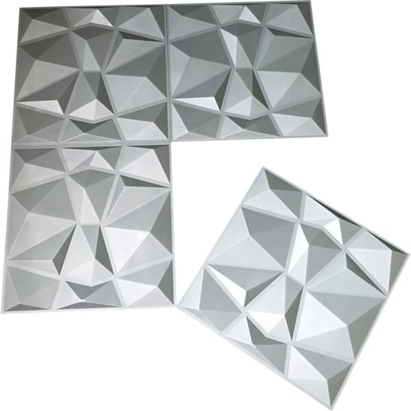 3D Paneling Textured 3D Wall Design, Grey Diamond, 19.7"x19.7" for Living Room, Bathroom, Kitchen Decor (12 Pack) (Matt Grey) - Image 7