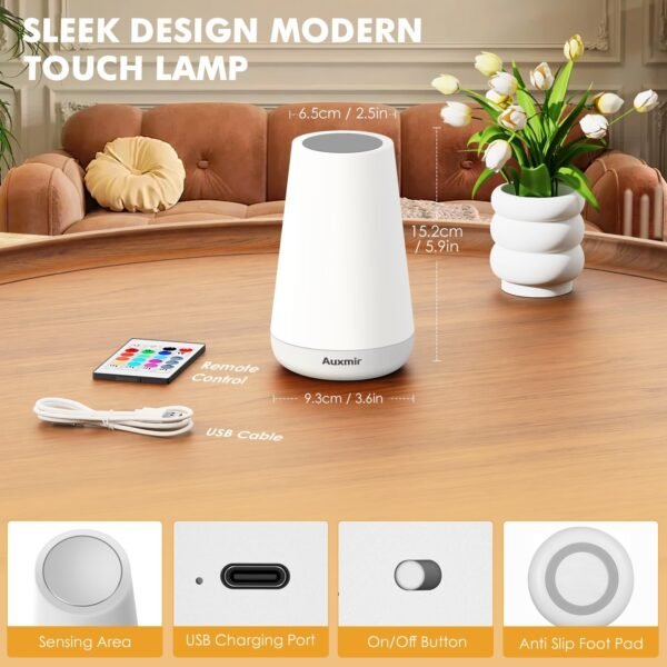 LED Touch Bedside Lamp with RGB Colour Changing - Image 53