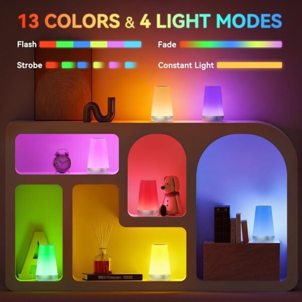 LED Touch Bedside Lamp with RGB Colour Changing - Image 36