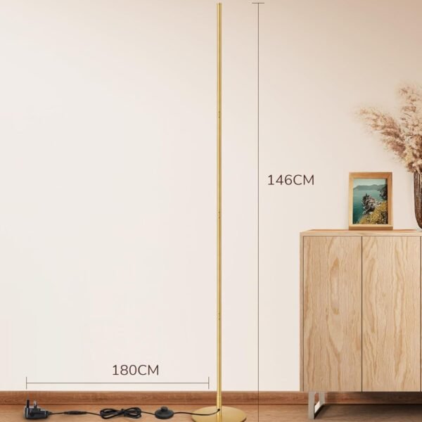 LED Floor Lamp, 146cm Minimalist Dimmable Standing Lamp with Foot Switch, Stepless Dimming, Tall Corner Lamp for Living Room, Bedroom, Office, 3000K, Gold Visit the EDISHINE Store - Image 17