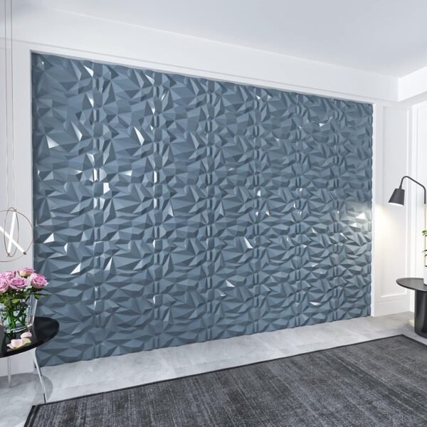 PVC 3D Diamond Wall Panel Jagged Matching-Matt Silver, for Residential and Commercial Interior Decor (12 Pack) - Image 4
