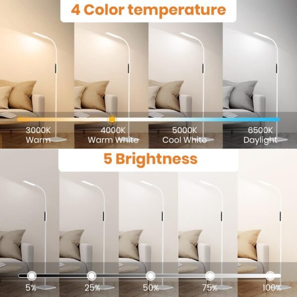 LED Floor Lamp with Remote Control, Adjustable Brightness & Colour Temperature - Image 11