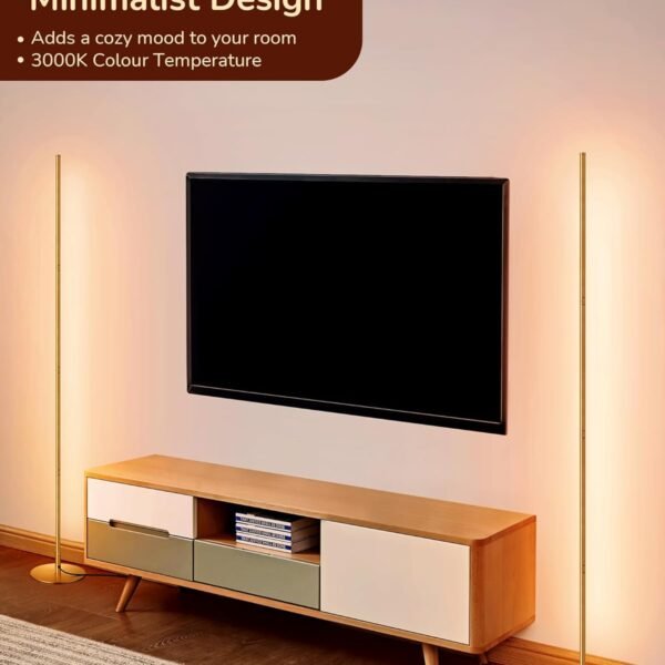 LED Floor Lamp, 146cm Minimalist Dimmable Standing Lamp with Foot Switch, Stepless Dimming, Tall Corner Lamp for Living Room, Bedroom, Office, 3000K, Gold Visit the EDISHINE Store - Image 18