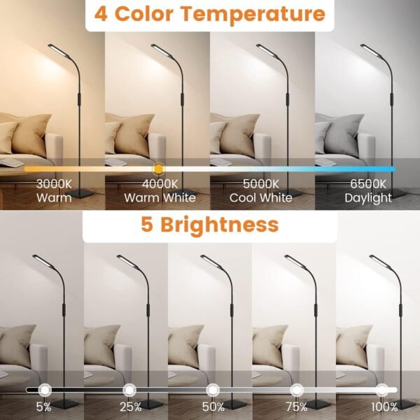 LED Floor Lamp with Remote Control, Adjustable Brightness & Colour Temperature - Image 7