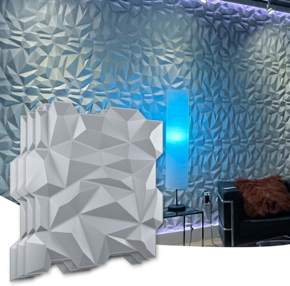 PVC 3D Diamond Wall Panel Jagged Matching-Matt Silver, for Residential ...
