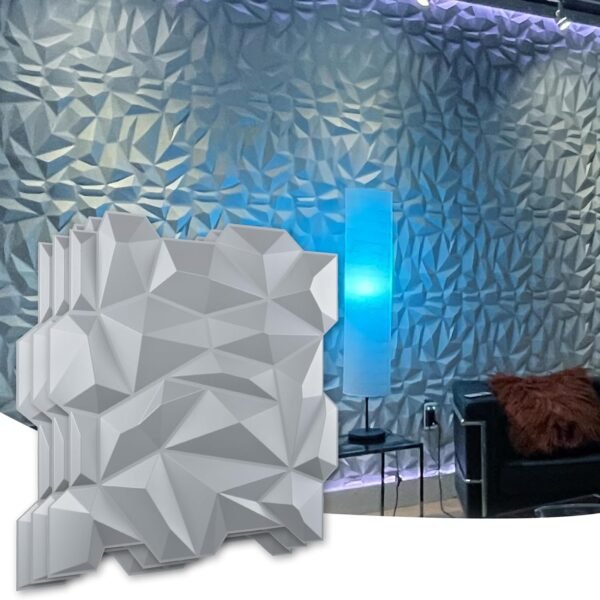 PVC 3D Diamond Wall Panel Jagged Matching-Matt Silver, for Residential and Commercial Interior Decor (12 Pack) - Image 6