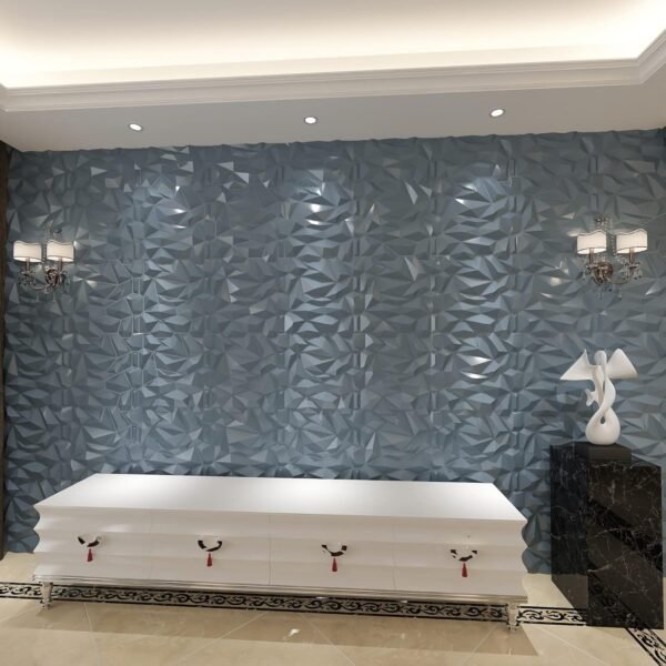 PVC 3D Diamond Wall Panel Jagged Matching-Matt Silver, for Residential and Commercial Interior Decor (12 Pack) - Image 8