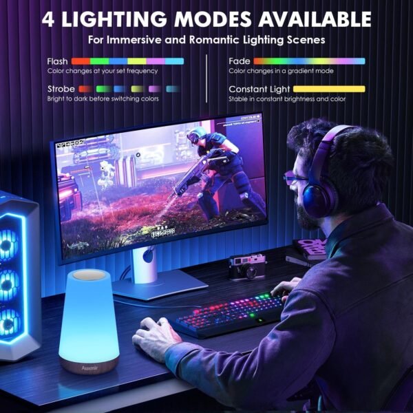 LED Touch Bedside Lamp with RGB Colour Changing - Image 35