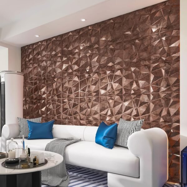 Decorative 3D Wall Panels in Diamond Design, 12"x12" Antique Copper for Home and Office Decor (33 Pack) - Image 5