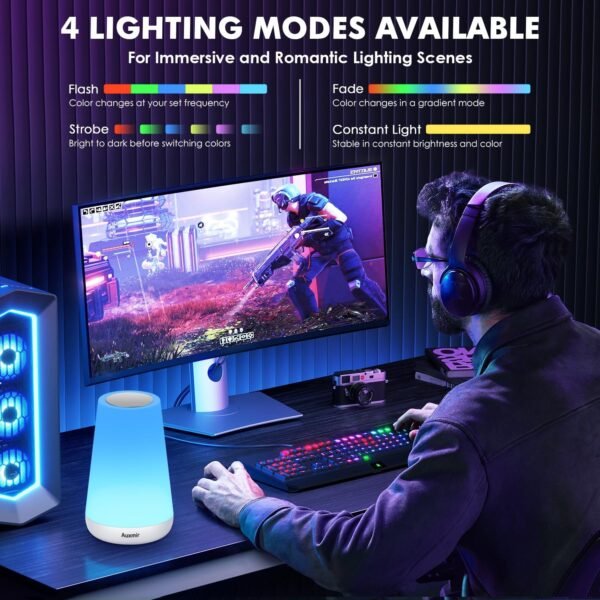 LED Touch Bedside Lamp with RGB Colour Changing - Image 54