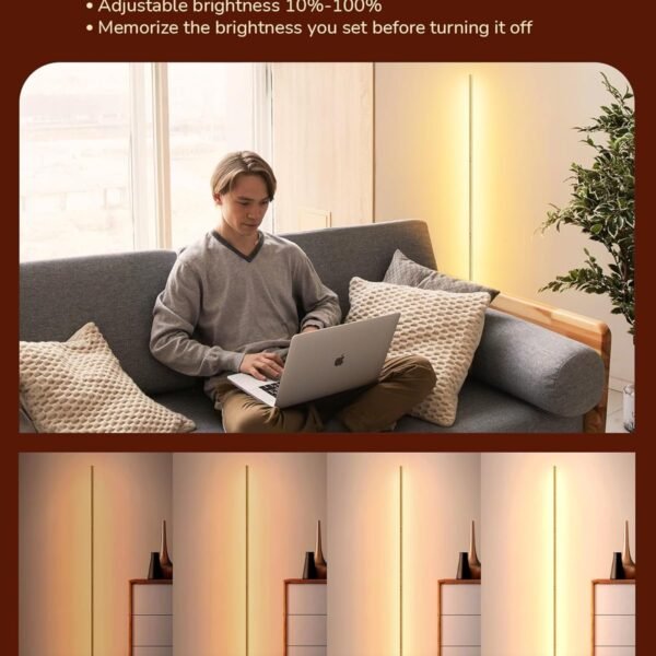 LED Floor Lamp, 146cm Minimalist Dimmable Standing Lamp with Foot Switch, Stepless Dimming, Tall Corner Lamp for Living Room, Bedroom, Office, 3000K, Gold Visit the EDISHINE Store - Image 21